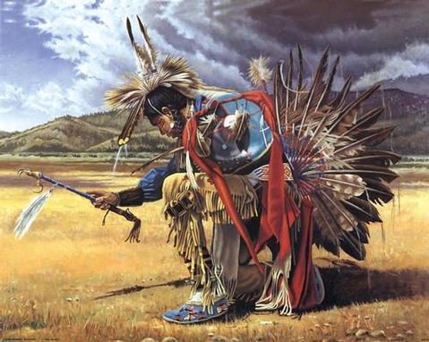 Dessin d'un shaman amérindien Lakota declarant la guerre contre le plastique